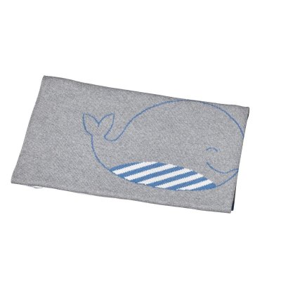 SAUTHON Couverture Maille B&eacute;b&eacute; Blue Baleine -  Baby Deco