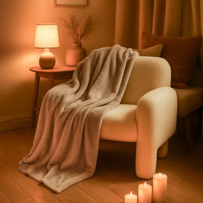 VIVEZEN Couverture, plaid polaire 150 x 200 cm en flanelle ultra doux - Beige