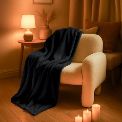 VIVEZEN Couverture, plaid polaire 150 x 200 cm en flanelle ultra doux - Noir