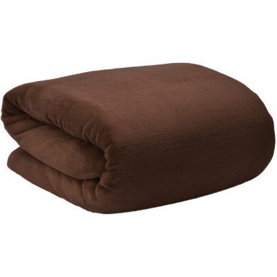BEAUTISSU Couverture polaire Aurelia Marron fonc&eacute;, 240x220 cm - 