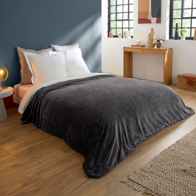 DODO Couverture Polaire Extra Douce Coloris Anthracite 180x220 cm - 