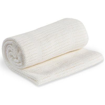 LULUJO Couverture tricot de coton - blanche