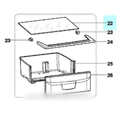INDESIT Couvre bac a legumes 499x392x4 angle 45&deg; pour r&eacute;frig&eacute;rateur - 7641148