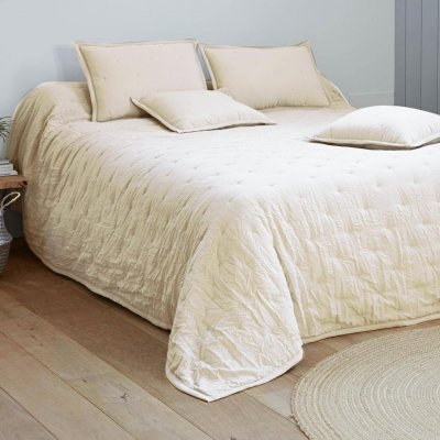 BECQUET Couvre-lit microfibre lav&eacute;e 240x260 cm celeste nacre, par vend du sud