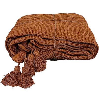 VENT DU SUD Couvre Lit Vivace en Nid d'abeille - Terre cuite 220 x 240 cm