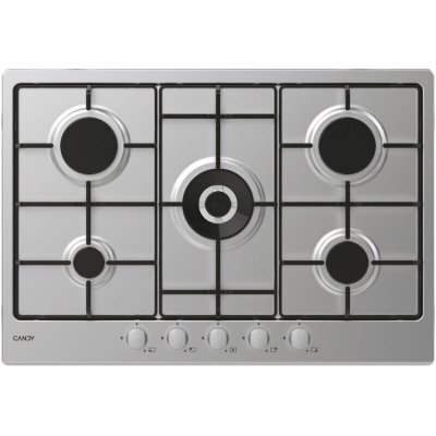 CANDY CPG75SWPX Plaque de Cuisson Gaz 11750 W 5 Foyers Acier Inoxydable Inox
