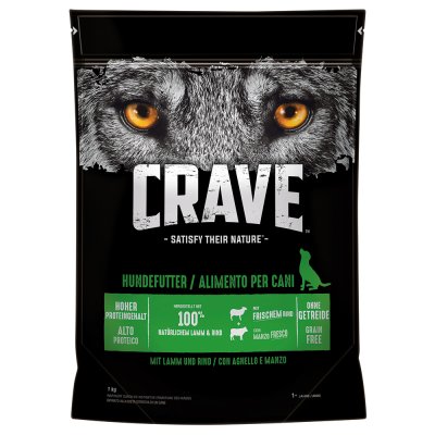 CRAVE  Nourriture s&egrave;che pour chien adulte 1+ avec agneau et b&oelig;uf, 1 sachet (1 x 1 kg)