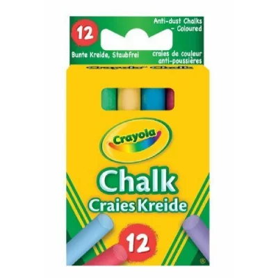 CRAYOLA  - Craies de Couleur pour Tableau, Set de 12 pi&egrave;ces, sans poussi&egrave;re, 0281