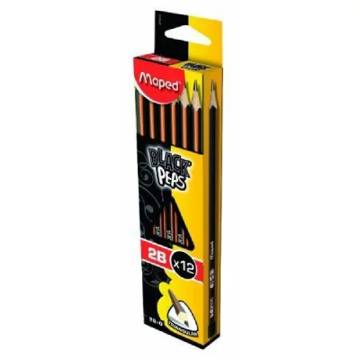 MAPED Crayon &Agrave; Papier 2b Black'peps, Laqu&eacute; En Noir/Orange