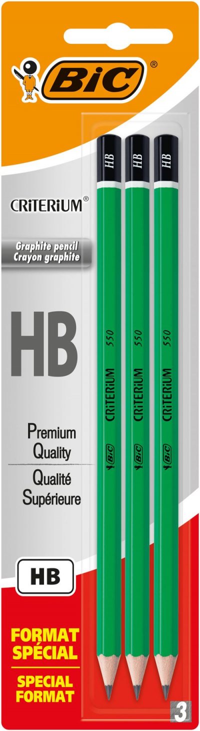 BIC Crayon Graphite Criterium 550 Hb X 3  - Le Lot De 3 Crayons