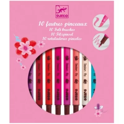 DJECO Crayons 10 Feutres pinceaux Rose