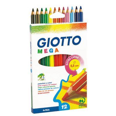 GENERIQUE Crayons de couleur hexagonaux Giotto Mega - Etui de 12