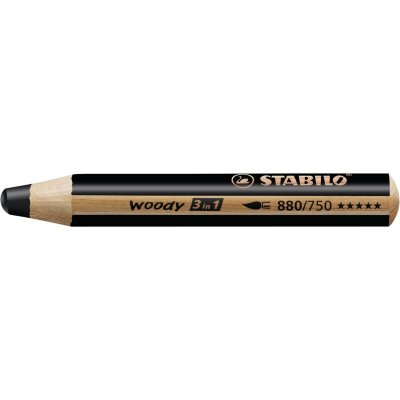STABILO Crayons de couleur woody 3 en 1 rond noir 880/750