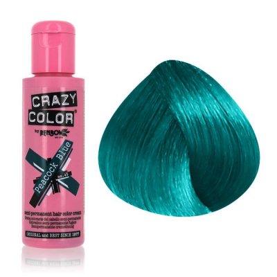 CRAZY  Color Coloration Pour Cheveux Semi-Permanente 100ml (Bleu Paon)