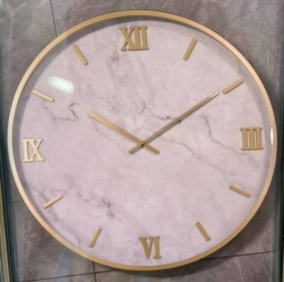 Cr&eacute;ateur d'int&eacute;rieur - Horloge Murale Effet Marbre ""Nathalie"" 29cm Dor&eacute;