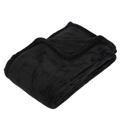ATMOSPHERA Cr&eacute;ateur d'int&eacute;rieur - Plaid Polaire Microfibre 125x150cm Noir