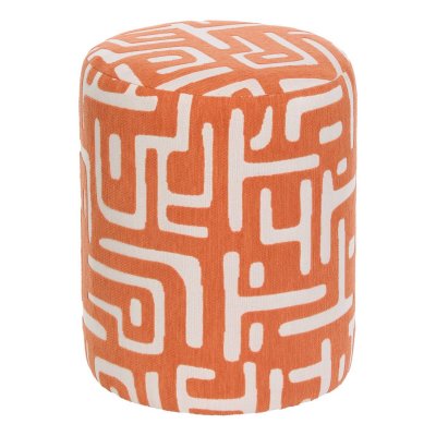 ATMOSPHERA Cr&eacute;ateur d'int&eacute;rieur - Pouf Rond &agrave; Motifs ""Delor"" 30cm Orange