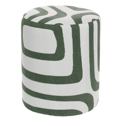 ATMOSPHERA Cr&eacute;ateur d'int&eacute;rieur - Pouf Rond &agrave; Motifs ""Delor"" 30cm Vert C&egrave;dre