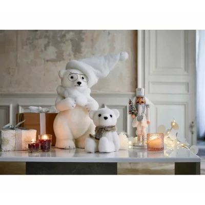 BUT Cr&eacute;ateur d'int&eacute;rieur - Statuette D&eacute;co Ours Assis Polaire 19cm Blanc