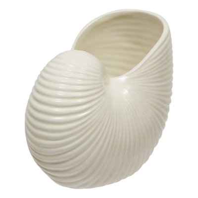 ATMOSPHERA Cr&eacute;ateur d'int&eacute;rieur - Vase Coquillage en Dolomite ""Oc&eacute;ania"" 22cm Blanc