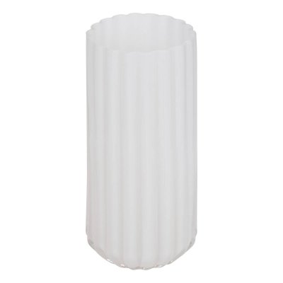 ATMOSPHERA Cr&eacute;ateur d'int&eacute;rieur - Vase Stri&eacute; en Verre ""Fleur de Rose"" 28cm Blanc