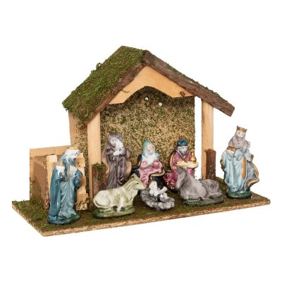 FEERIC LIGHTS AND CHRISTMAS Cr&egrave;che de No&euml;l avec 8 santons - Multicolore - L. 20 x P. 13 x H. 32 cm