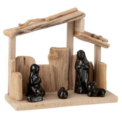 PARIS PRIX Cr&egrave;che de no&euml;l ""toitures en pente"" 23cm marron 