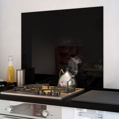 CUISISSIMO Cr&eacute;dence cuisine fond de hotte verre brillant - Noir l 60 x H 70 cm 