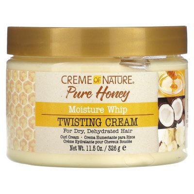 CREME OF NATURE  Lot de 3 pots de cr&egrave;me torsad&eacute;e au miel pur 340 ml