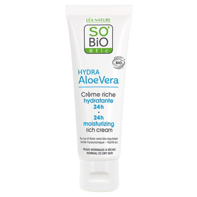 LEA NATURE SO BIO ETIC Cr&egrave;me Visage Hydratante 24h Cr&egrave;me Riche &Agrave; L'aloe Vera Bio So'bio Etic - Le Tube De 50 Ml