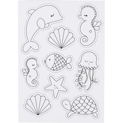 CREOTIME  pages &agrave; colorier magn&eacute;tiques animaux marins 15 x 21 cm