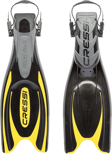 CRESSI  Fins Frog Plus Palme r&eacute;glables Adulte Mixte, Noir/Jaune, XS/S