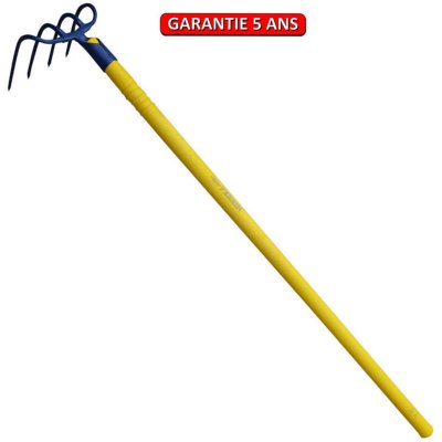 OUTILS PERRIN Croc &agrave; fumier court &agrave; douille 4 dents 14 cm manche compo tube 115