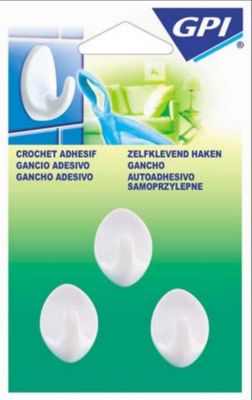 3M Crochets adh&eacute;sifs - ovale - blanc - petit mod&egrave;le (x3) 