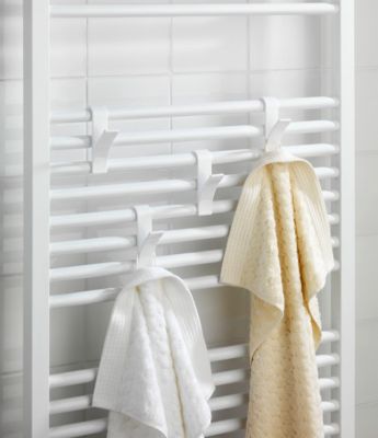 WENKO Crochets pour radiateur s&egrave;che-serviettes  blanc 2 pi&egrave;ces