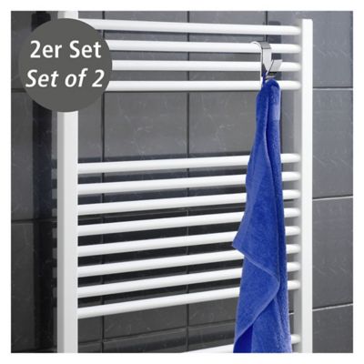 WENKO Crochets pour radiateur s&egrave;che-serviettes  chrom&eacute; 2 pi&egrave;ces