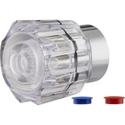NOYON & THIEBAULT Croisillon Cristal pour Robinet avec Pastilles Bleu et Rouge 