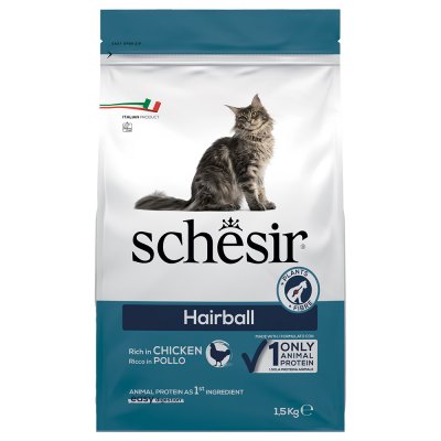 SCHESIR Croquette pour chat adulte - Boule de poils - 1,5 kg - 