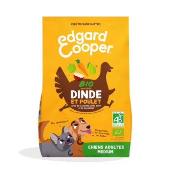 EDGARD & COOPER Croquettes Bio Chien Sans Gluten 7kg Dinde-Poulet frais 