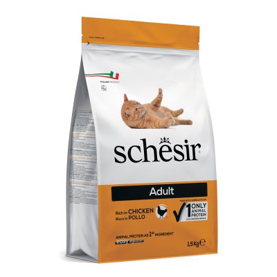 SCHESIR Croquettes chat adulte  Maintenance au poulet Sac 1,5 kg