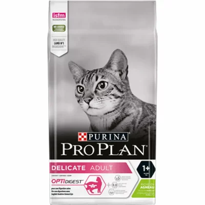PRO PLAN Croquettes chat D&eacute;licate Adult - Optidigest - riche en Agneau - 10kg