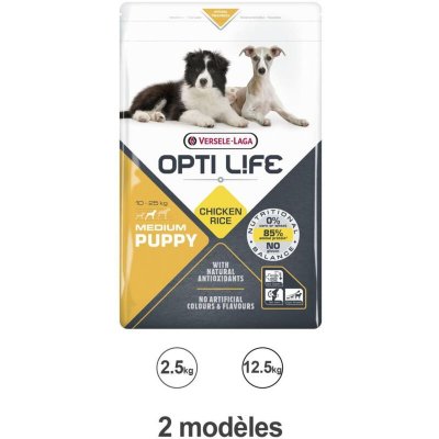 OPTI LIFE Croquettes  pour chiot de taille moyenne sac 2,5 kg