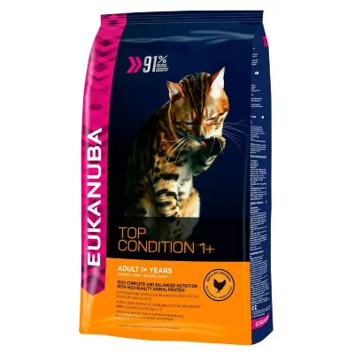 EUKANUBA Croquettes pour chat Adult Chicken and Liver Top Condition 1+ 10 KG