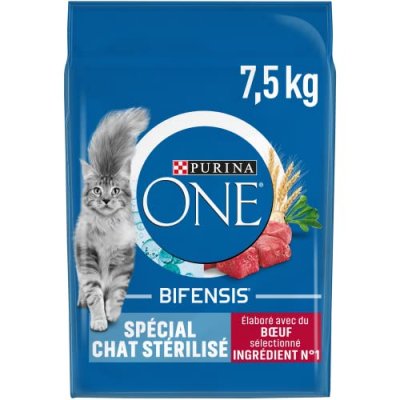 PURINA ONE Croquettes Pour Chat St&eacute;rilis&eacute; Au Boeuf  - Le Sac De 7,5kg