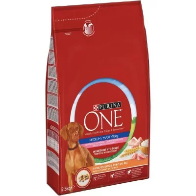 PURINA ONE Croquettes Pour Chien &Agrave; La Dinde  - Le Sac De 2,5kg