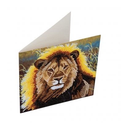 CRYSTAL ART - Kit Carte &agrave; diamanter, CCKA13, A13-Resting Lion, 18x18cm