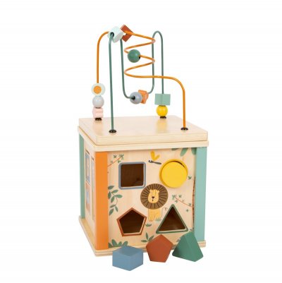 SMALL FOOT COMPANY Cube De Motricit&eacute; Safari En Bois -  - Pour Enfant De 12 Mois Et Plus Blanc