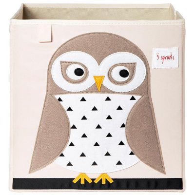 3 SPROUTS Cube de rangement Chouette (33,5 x 33,5 cm)