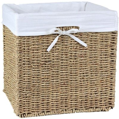  Cube de rangement pliable en jonc de mer 32 x 32 x 32 cm - Marron