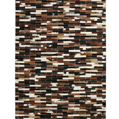 THEDECOFACTORY Cuir - tapis en cuirs recycl&eacute;s lignes marron multi 120x170